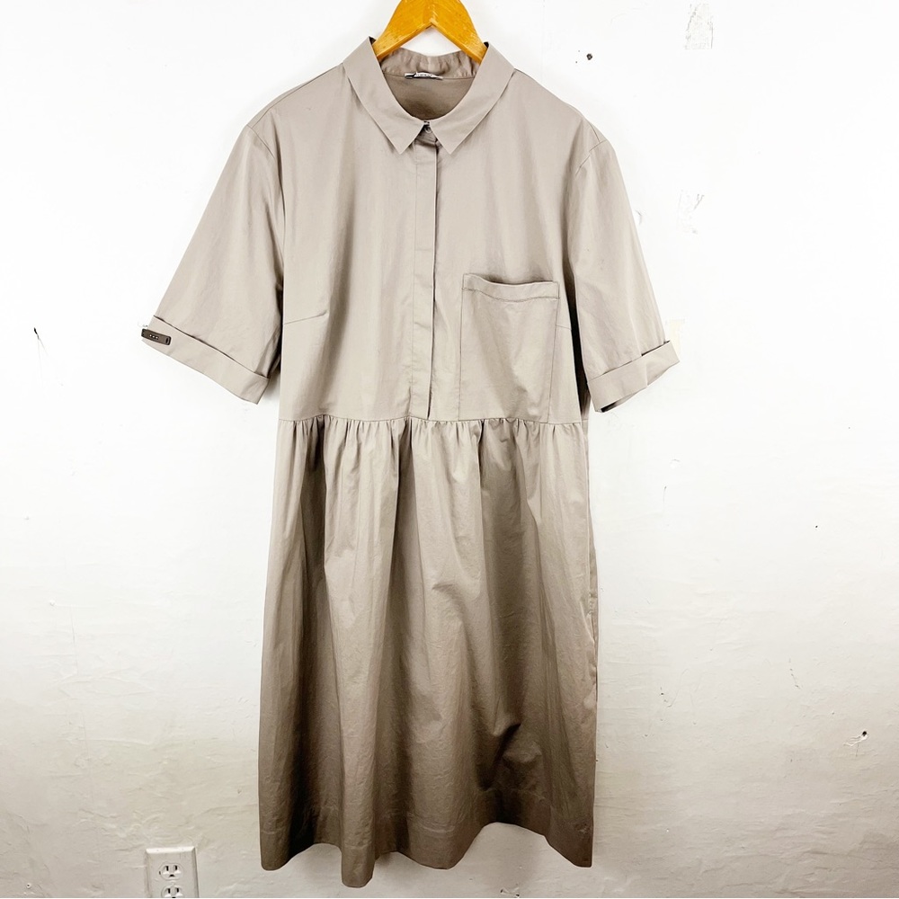 🚫SOLD🚫 Peserico Italy Utility Shirt Dress Khaki Tan Neutral Size 48IT